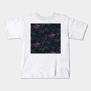 Dark Colored Leaves Pattern Kids T-Shirt